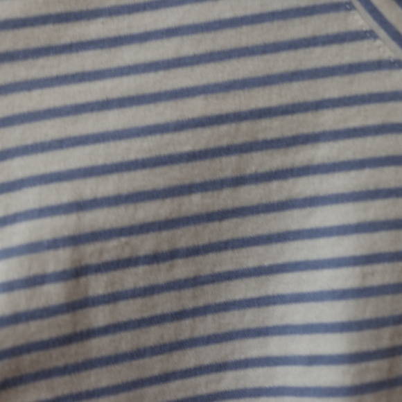 Evereve White and Blue Tie Front Muscle Tee Striped Preppy Nautical Medium - Picture 3 of 9